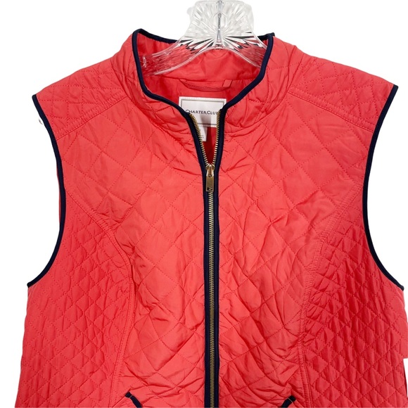 Charter Club Quilted Vest New Coral Size Large - Picture 4 of 7